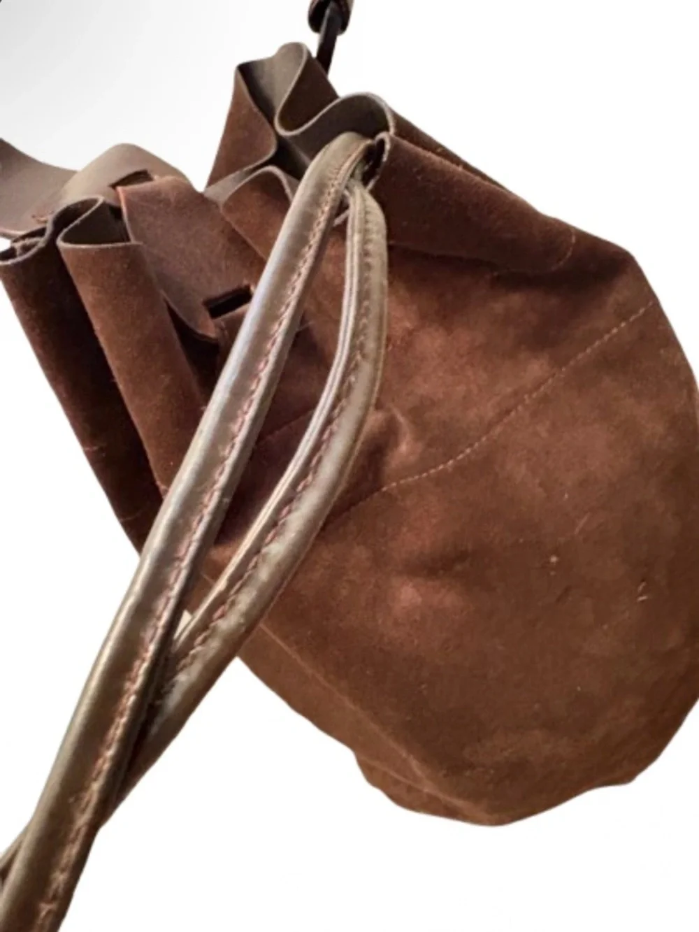 Gucci TomFord Era BrownSuede Bucket Shoulder Bag Chunky Link Strap Authenticated